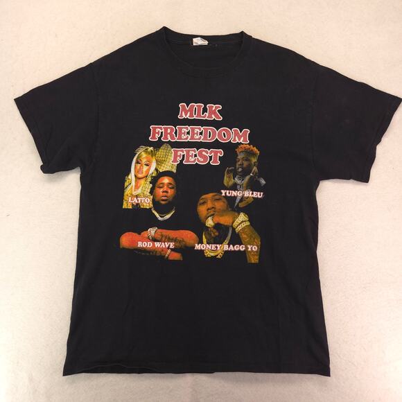 MLK Freedom Fest Rap Short Sleeve Crew Neck Shirt Mens Size L Black - Picture 2 of 8